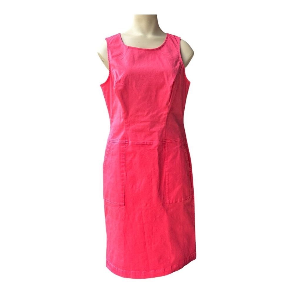 Boden Tamara Dress Sheath‎ Women's Size 6L Cotton Hot Pink Pockets Sleeveless
